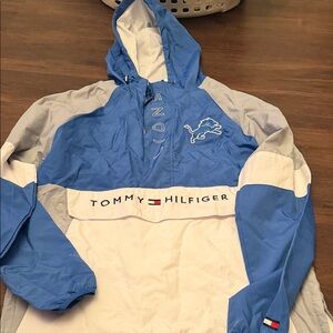 Tommy Hilfiger Blue and White Hooded Jacket
